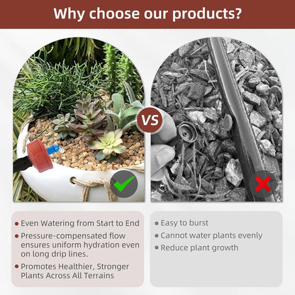 60PCS 0.5 GPH Pressure Compensating Drip Irrigation Spot Watering Drippers/Emitters, Self-Cleaning Constant Flow Drip Irrigation Emitters Heads Irrigation Drippers Parts for Drip Irrigation System