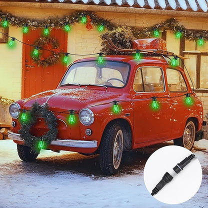 LED Christmas Lights, 50FT Patio Lights with 16Pcs Shatterproof S14 Bulb(1 Spare), 4 Lighting Mode, Connectable, Waterproof Green Edison Plastic Bulb Hanging Light for Yard Porch Christmas Décor