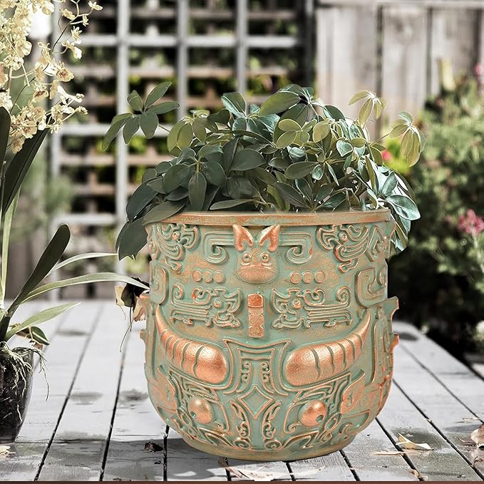 Tribal Vintage Face Planter,Lightweight Unique Plant Pots with Drainage,Eclectic Small Succulent Flower Planters Pots for Outdoor&Indoor Plants,Funny Garden Pot for Room Decor(5.5in)