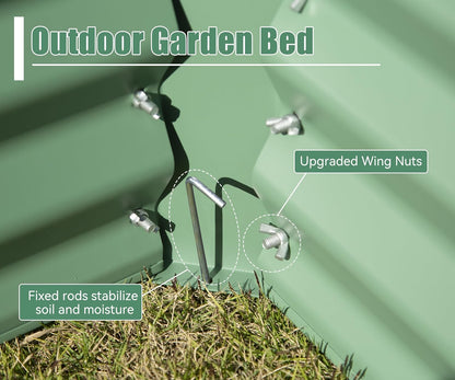 Domi Galvanized Raised Garden Bed, Outdoor Planter Garden Boxes Large Metal Planter Box for Gardening Vegetables Fruits Flowers, Green (6x3x1.5ft)