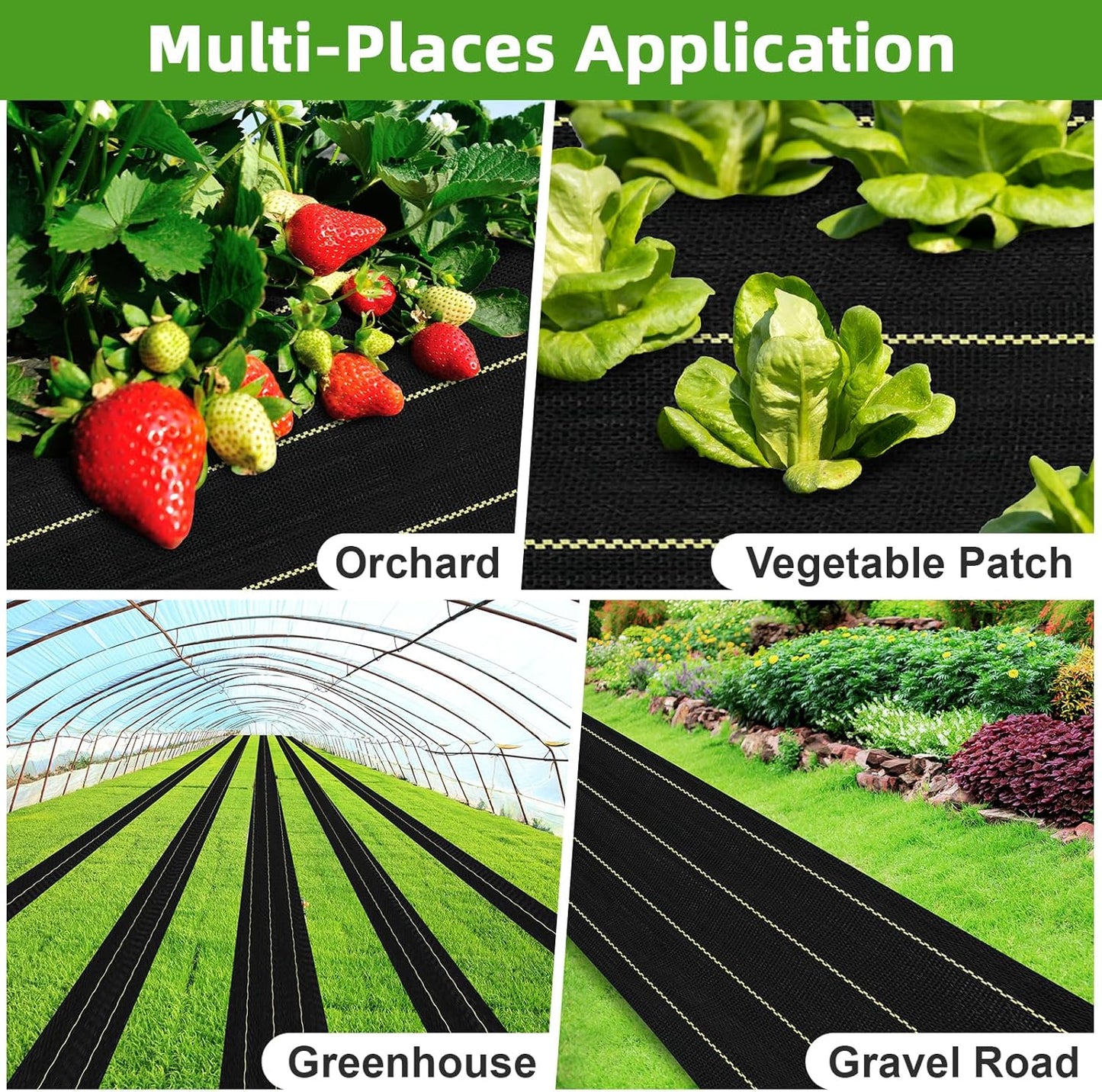 Shade&Beyond 13ftx115ft Weed Barrier Fabric 3.5oz Heavy Duty Landscape Fabric with Superior Permeability Weed Control, Garden Woven Ground Cloth with Staples