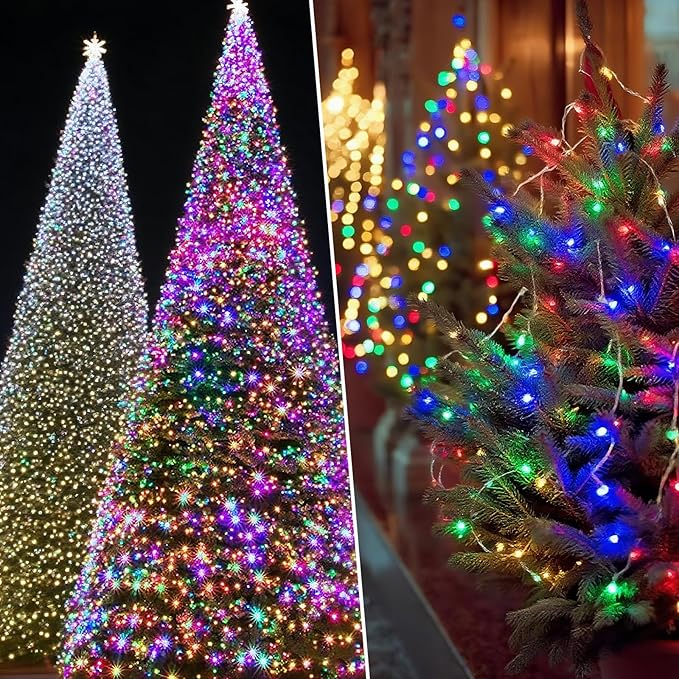 Solar String Lights Outdoor Waterproof 2 Pack Total 66ft 200LED 8 Modes Twinkle Lights Solar Fairy Lights for Patio, Garden Yard Party Wedding Tree Christmas Halloween Decoration, Multicolor