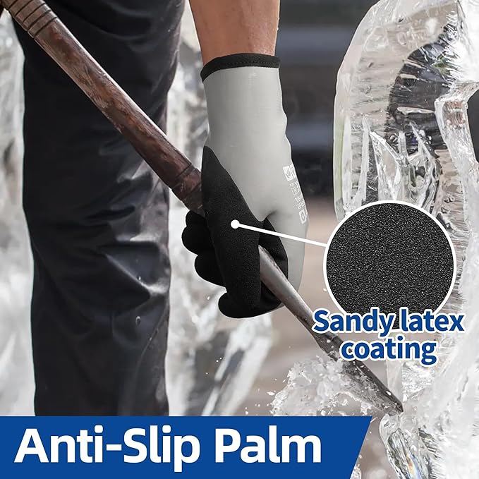 Schwer 2 Pairs 100% Waterproof Winter Work Gloves, ANSI A2 Cut Resistant Freezer Gloves for Outdoor Cold Weather Keep Hands Warm, Enhanced Warmth & Durability, for Shoveling Snow, Ice Fishing, XL