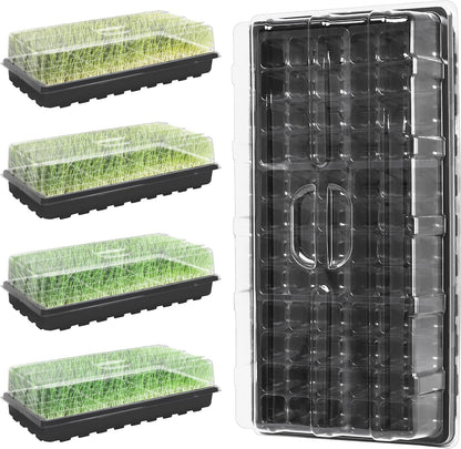 MIXC 5 Pack 1020 Seed Starter Trays with 3.6" Humidity Dome Plant Growing Tray Germination Seed Starting kit, Mini Greenhouse with Handle for Cloning Plant