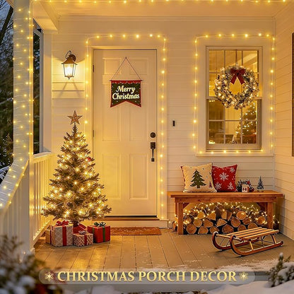 JMEXSUSS 2 Pack Solar String Lights Outdoor Waterproof, Each 33FT 100 LED Warm White Christmas Lights, Waterproof 8 Modes Copper Wire Solar Fairy Light for Outside Patio Tree Yard Garden Decorations