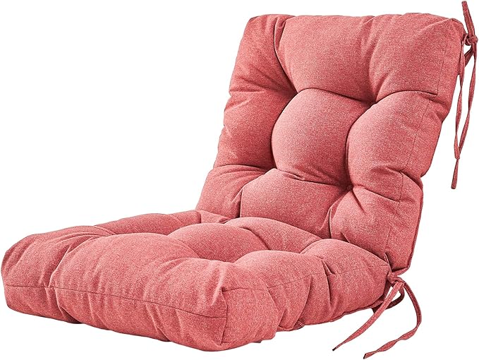 ARTPLAN All Weather Chair Outdoor Cushions Wicker Tufted Pillow with Back for Outdoor Furniture