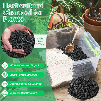 Legigo 6QT All Natural Horticultural Charcoal- Activated Hardwood Plant Charcoal for Soil Amendment, Conditioning Bonsai Soil, Succulent Soil, Terrarium Supplies, Indoor Plant Potting Soil