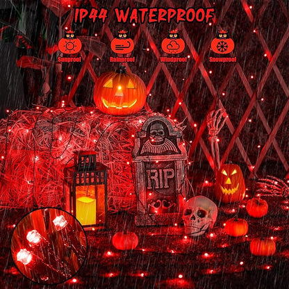 JMEXSUSS 2 Pack Red Christmas Lights, Total 400 LED 151FT Red Solar Lights Outdoor Waterproof, 8 Modes Solar String Light for Outside Yard Patio Garden Tree Decorations