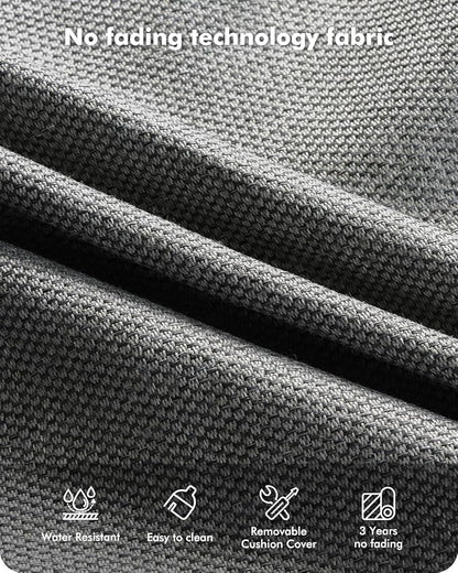 3-Piece Swivel Rocking Rattan Chair Outdoor, Patio Bistro Furniture Conversation Set, Wicker Chair with Coffee Table Dark Gray