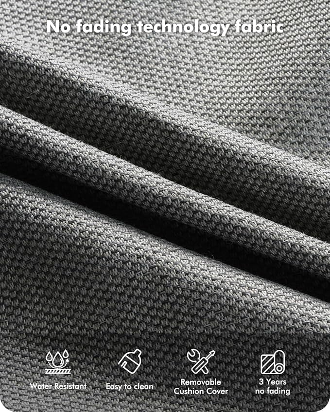 8-Piece Wicker Patio Furniture Set, All-Weather Rattan Conversation Bistro Loveseat Chair and Patio Rockers Set for Backyard, Balcony and Deck with Soft Cushions and Metal Table(Dark Gray)