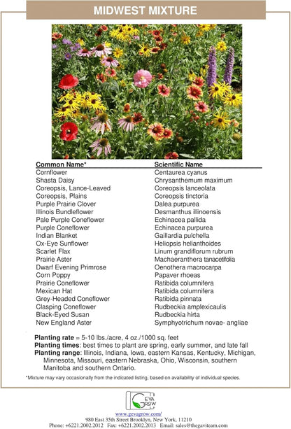 on The Go Seed Shaker - Midwest Wildflower Seeds Regional Mix - Organic, Non-GMO - 100% Pure Seed - 21 Different Wildflowers Seeds of Annual and Perennial, 8oz