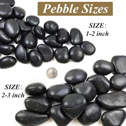 40 Pounds Black Natural River Pebbles – 2-3 Inch Decorative Black Ornamental River Pebbles for Garden Landscaping, Home Décor, Outdoor Paving, Fountain Decoration