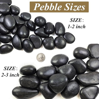 20 Pounds Black Natural Decorative River Pebbles, 2-3 Inch Black Ornamental River Pebbles for Garden Landscaping, Home Décor, Outdoor Paving, Fountain Decoration.