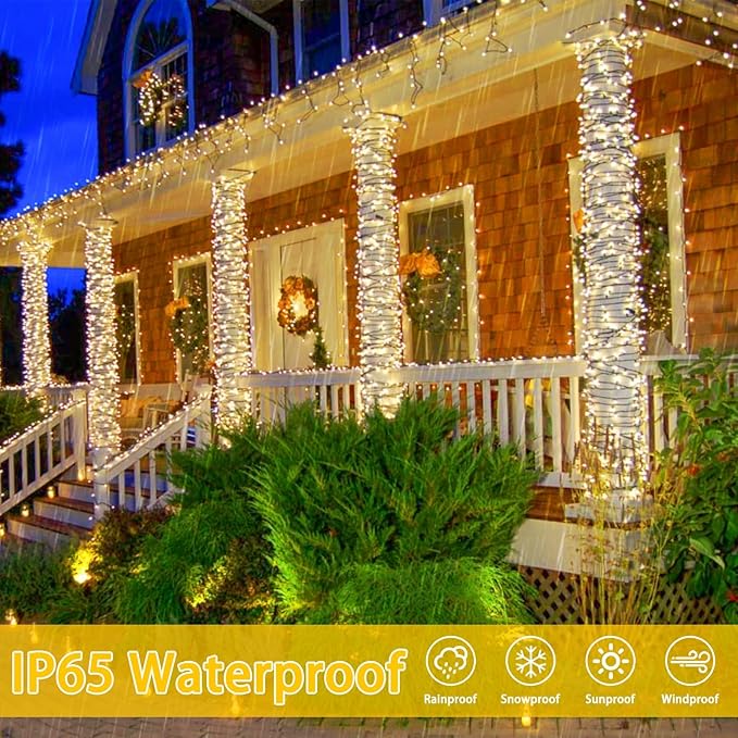 6 Pack Solar Chrismas Lights Outdoor, 285 FT Total 720 LED Solar String Lights for Outside with 8 Modes & Memory Function, Waterproof Twinkle Light for Xmas Tree Yard Party Decorations (Warm White)