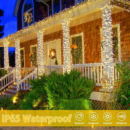 6 Pack Solar Chrismas Lights Outdoor, 285 FT Total 720 LED Solar String Lights for Outside with 8 Modes & Memory Function, Waterproof Twinkle Light for Xmas Tree Yard Party Decorations (Warm White)