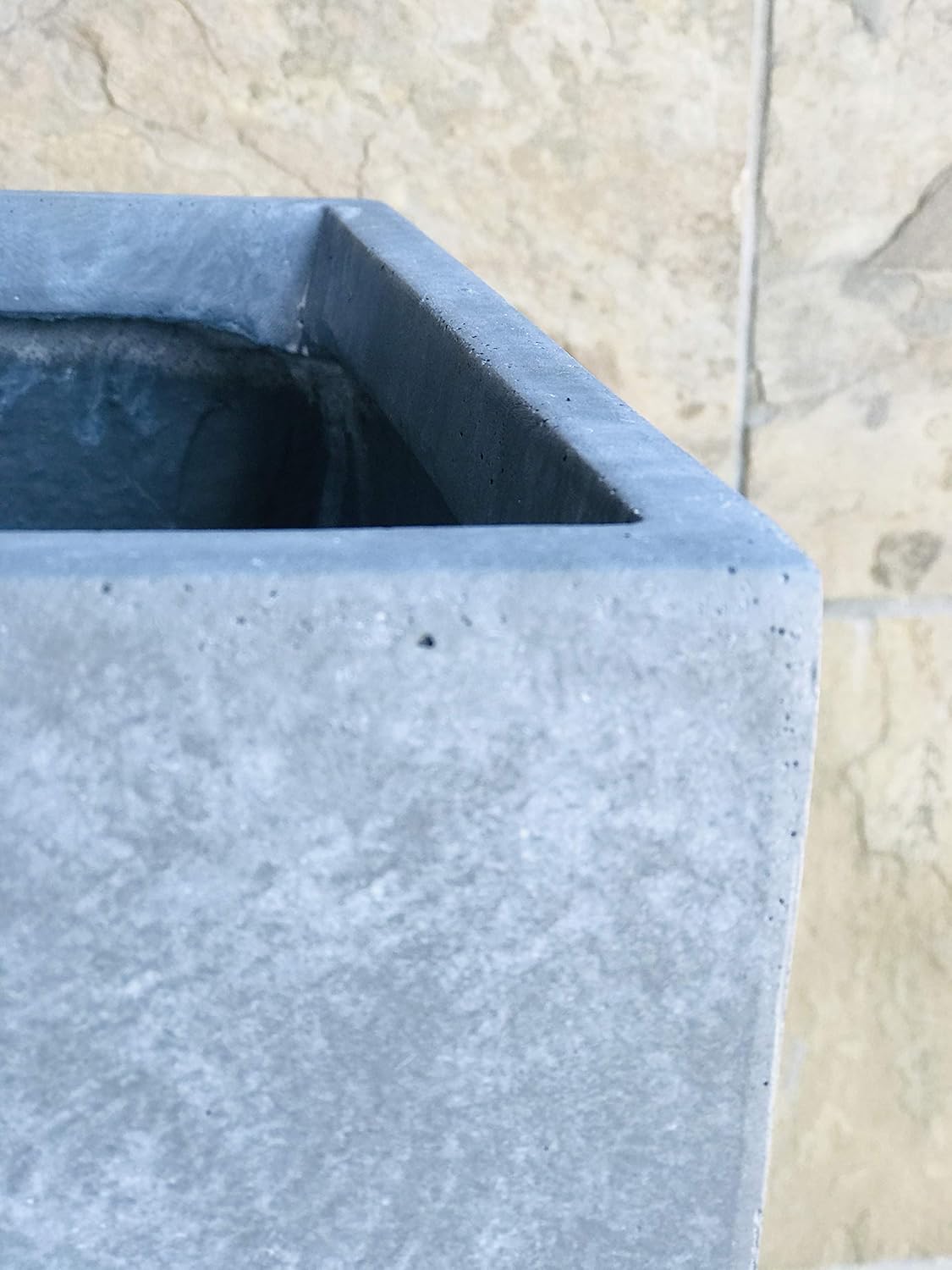 Kante 18.5" H Tall Rectangular Concrete Planters, Outdoor Indoor Lightweight Plant Pots with Drainage Hole and Rubber Plug, Modern Style for Home Garden Patio, Slate Gray