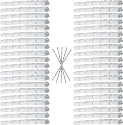 Beuta Landscape Edging | Garden Edging Border | Faux Stone Bricks for Lawn edging, Flower beds, Pathways & Yard Edging– 40 Packs | Each Section Has 6 Bricks 48"L x 4"W x 2.25"H | 120 Spikes |Limewash