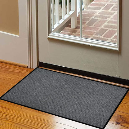 fani Heavy Duty Large Outdoor Indoor Entrance Doormat Waterproof Low Profile Entrance Rug Front Door Mat Patio Anti-Skid Rubber Back, 31x47 inch (Light Grey)
