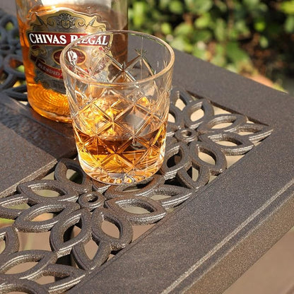 Sophia & William Cast Aluminium Patio Bar Height Table Square with 1.97" Umbrella Hole, Premium Bronze Outdoor Tall Pub Height Bistro Table for Porch Balcony Backyard