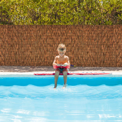 Brown 6FT X 16.4FT Reed Fencing Roll, Balcony Privacy Reed Shade Bamboo Fencing Garden Fence Border, Wind Block Sunshade Fence Screen for Outdoor Yard Patio Flower Bed Edge