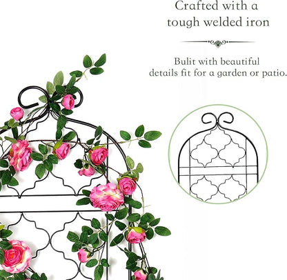Garden Trellis for Vines and Climbing Plants Outdoor, Iron Wire Lattices Grid Panels for Potted Climbing Pergola Cucumber Tomato Rose Vegetable Flower Plant Trellises (60 * 16 Inch, Pack of 2, Black)
