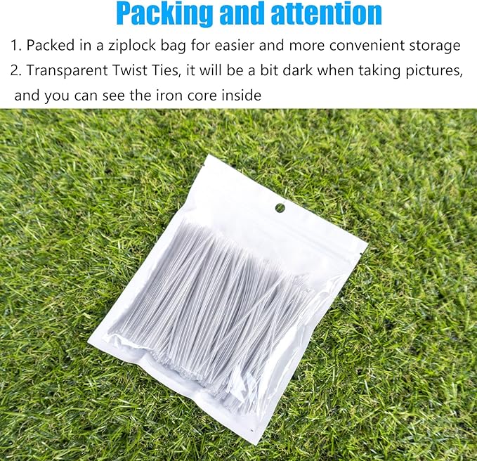 Plastic Clear 4" Twist Ties, Reusable Cable Ties,Long Garbage Bag Twist Ties, Trash Bag Coated Ties, Twisty Ties for Organizing, Plant Hollding, Office, Christmas Tree (500 Pcs/4 inch/10cm)