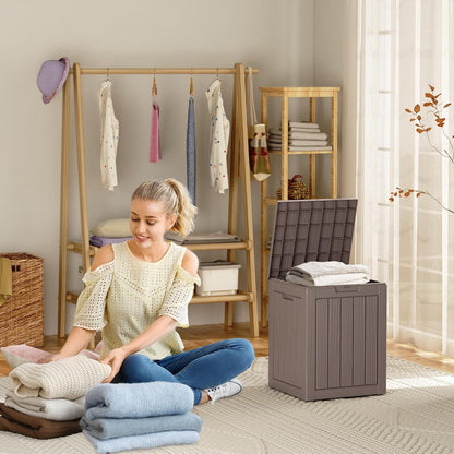 28 Gallon Resin Deck Box, Lockable Outdoor Storage Box for Patio Cushions Storage Furniture,Garden Tools, Pool Supplies, Weatherproof and UV Resistant (Grey)