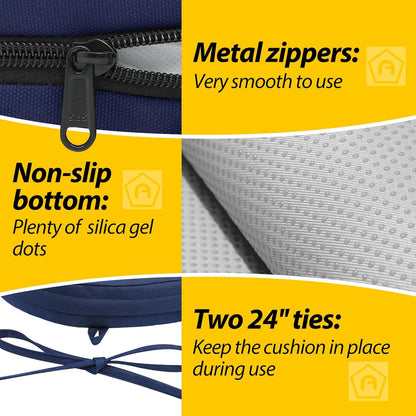 AAAAAcessories Outdoor Seat Cushions for Chairs, Waterproof, Fade-Resistant Patio Furniture Replacement Cushions, 17" x 16" x 2", Set of 4, Navy Blue