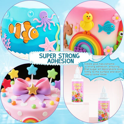 Edible Glue for Cake Decorations - 5 oz Super Adhesive Edible Fondant Flowers Cake Decorations, Fast Drying Edible Glue for Fondant, Icing Decorations, Cake Decorating - 140ml