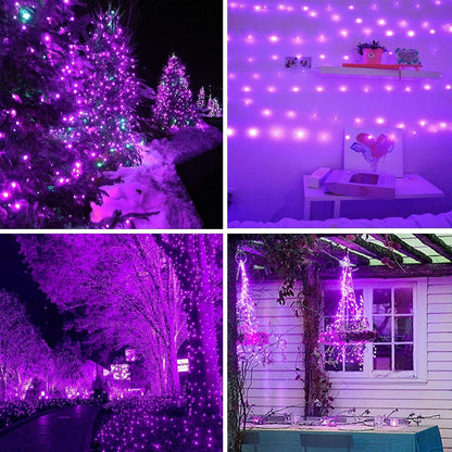 Purple Halloween Solar String Lights Outdoor, 2-Pack 80FT 200LED Solar Twinkle Light Waterproof, Copper Wire 8 Modes Purple Fairy Lights for Garden, Fence, Tree Decor, Halloween Decoration Outdoor