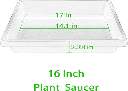 16 Inch 2 Pack Square Plant Saucer, Plant Saucers for Indoors, Large Heavy Duty Plastic Flower Plant Trays for Pots, Under Plant Water Catcher Tray for Potted Plants Outdoors (16"-Black)