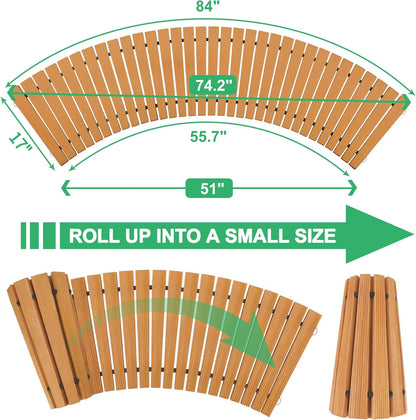 RELIANCER 6' Wooden Garden Pathway,Outdoor Roll Out Cedar Curved Walkway,Patio Path Decorative Garden Boardwalk Walkways,Weather-Resistant Roll Up Beach Wood Road Floor,Wedding Party Pathways