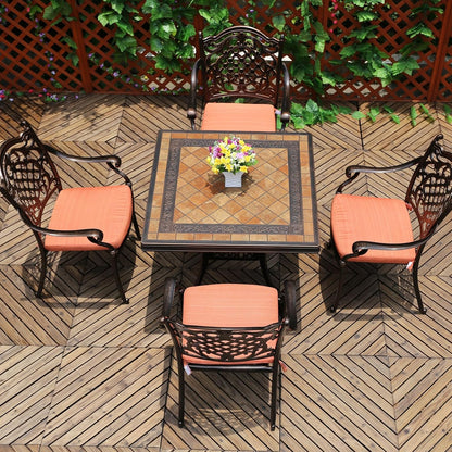 Outdoor Table Tile Square Patio Table All Weather Aluminum Frame Outdoor Dining Tables for Lawn Garden Backyard (90 * 90cm Aluminium Tile Square Tables)