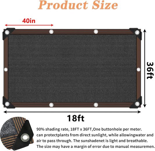 QLOFEI 18x36 FT Shade Cloth for Garden, 80-90% Sunblock Neting Cover with Grommets, Sun Screens for Patio Plants Greenhouse, Anti-UV Shade Sails for Kennel Chicken Coop Pergola Outdoor