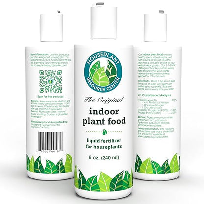 Indoor Plant Food by Houseplant Resource Center - Organic Liquid Fertilizer for Pothos, Peace Lily, Monstera, Cactus and More - 8 oz