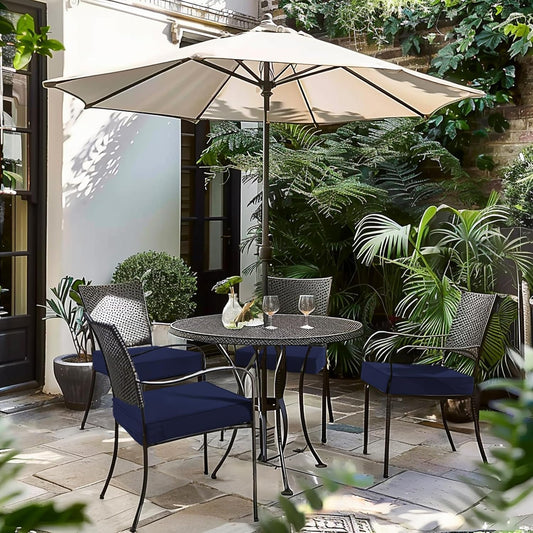 Favoyard Patio Chair Cushions 18 x 18 x 3 Inch Waterproof Outdoor Seat Cushions for Patio Furniture 3-Year Color Fastness Garden Sofa Couch Pads with Handle & Adjustable Straps Set of 2, Blue