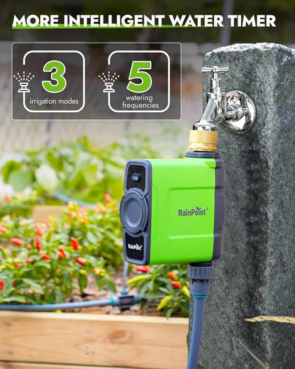 RAINPOINT WiFi Water Timer for Garden Hose, Brass Inlet WiFi Sprinkler Controller, Smart Hose Timer Valve with Antenna Gateway, Automatic Drip Irrigation System/Rain Delay for Garden/Lawn/Yard