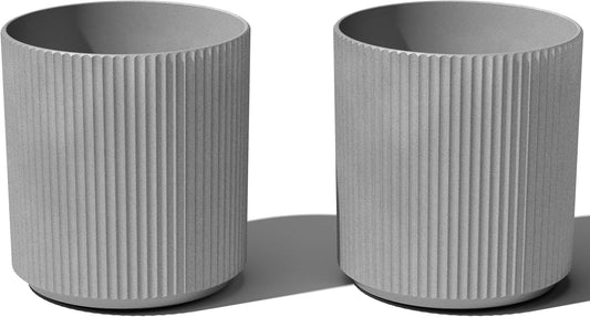 Veradek Round Demi Planter Pots for Indoor/Outdoor Garden Use | Made from Plastic - Concrete Mix with Drainage Holes | Perfect for Small to Large Succulent Plants, Flowers, Modern Interior Plants