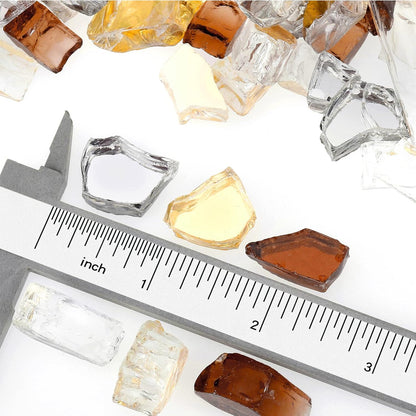 Mr. Fireglass 10 Pounds Blended Reflective Fire Glass for Fire Pit Fireplace and Landscaping, 1/2 Inch Mixed Colored High Luster Fireglass Rocks for Outdoor and Indoor Use Copper+Gold+Platinum