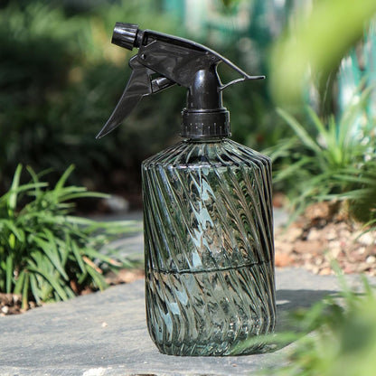 OFFIDIX Fine Mist Plant Mister,Handheld Pressure Glass Spray Bottles,0.45L/15.22oz Watering Can with Adjustable Nozzle for Outdoor Indoor Gardening and Cleaning Work(Diagonal Light Green)