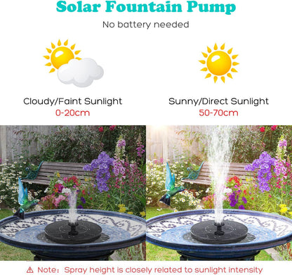 Mademax Solar Bird Bath Fountains Pump, Upgrade 1.4W Solar Fountain with 6 Nozzle, Free Standing Floating Solar Powered Water Fountain Pump for Bird Bath, Garden, Pond, Pool, Outdoor
