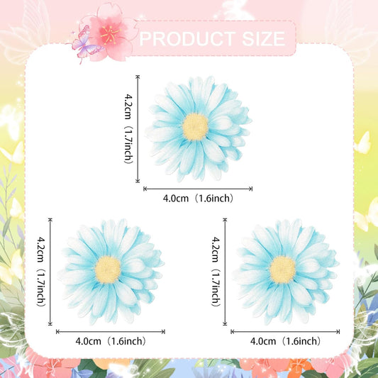 60 PCS Edible Daisy Cupcake Toppers Wafer Paper Daisy Cupcake Picks Edible Daisies Wildflower Birthday Party Decorations for Baby Shower Wedding Birthday Party Cake Food Decorations Supplies Blue