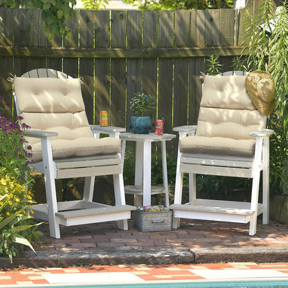 LVTXIII Outdoor Seat and Back Chair Cushion Patio Tufted High Back Cushion with Ties, Seasonal Replacement Rocking Chair Cushion for Home Office Garden Use, 44” L x 22” W, Set of 2, Stripe Beige