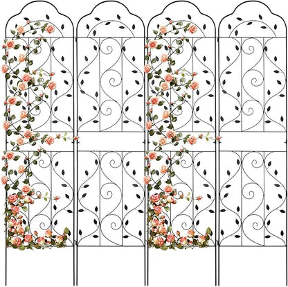 hogardeck 4 Packs 84 * 19 inch Metal Garden Trellis for Climbing Plants Outdoor,Heavy Duty,Black Coating Rustproof Trellis for Rose, Vegetable, Flowers, Expandable,Perfect for Training Climbing Plants