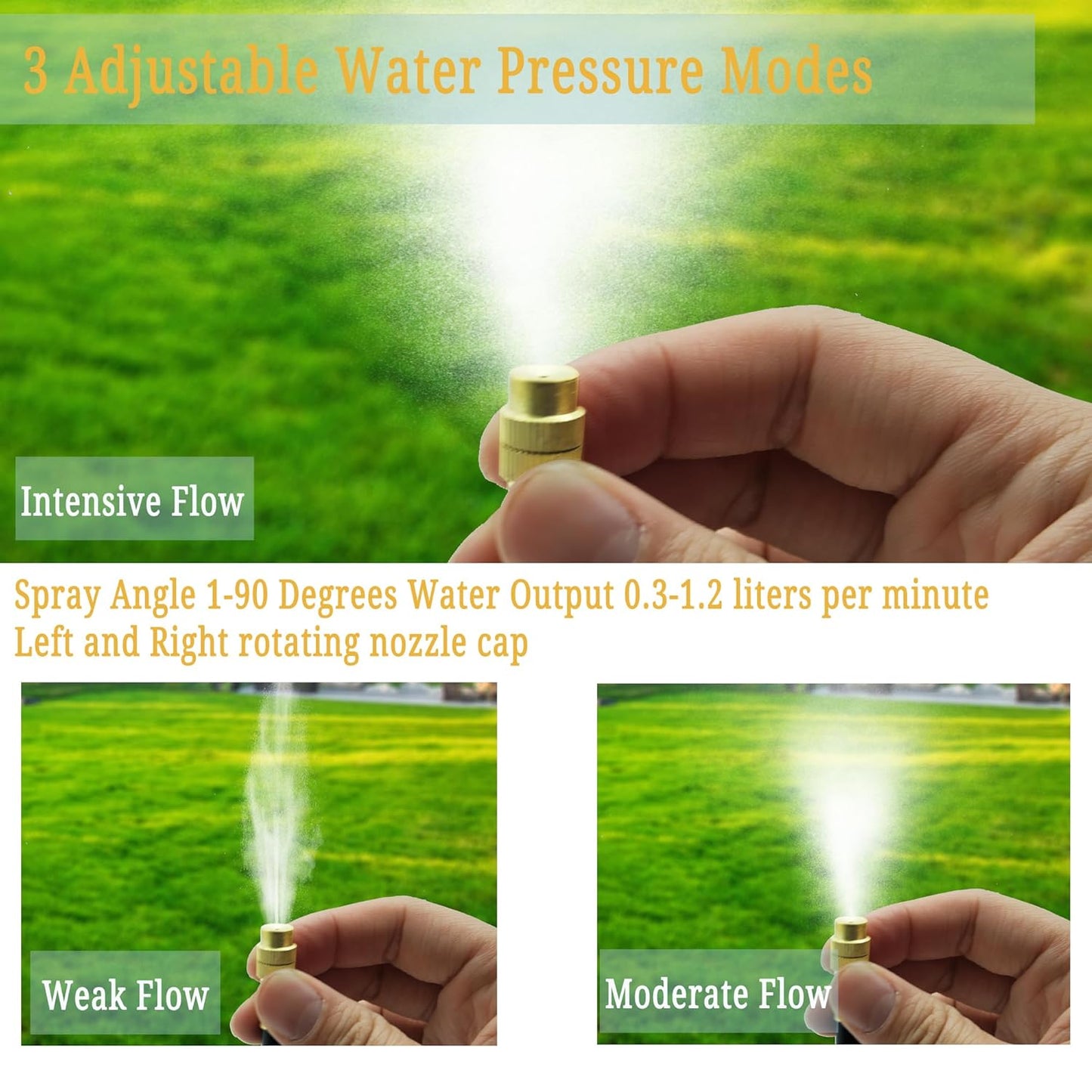 360°Bendable Automatic Irrigation System, 49.21Ft Adjustable Garden Watering Misting System for Outdoor Cooling System, Greenhouse, Yard, Lawn, Plant, Water Mister Nozzles Thread Sprayer 0.043"