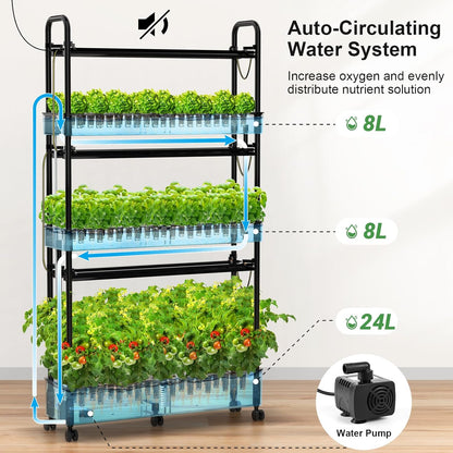 Growell Hydroponics Growing System Kit, 90 Pods Vertical Indoor Garden with LED Grow Light, Auto Circulating Water System & WiFi Smart Plug, Indoor Gardening System for Vegetable Fruit Herb