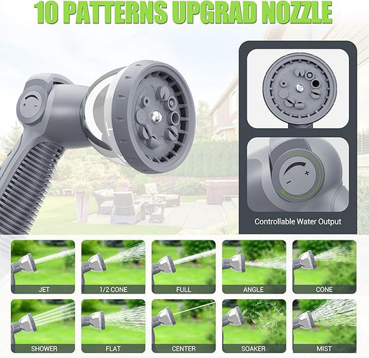 1/2" x 150 ft Retractable Hose Reel, Heavy Duty Retractable Garden Hose Reel Wall Mounted with 10-Pattern Hose Nozzle/Any Length Lock/Slow Return System/180°Swivel Bracket