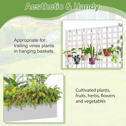 Metal Raised Garden Bed, Trellis Planters Bed with Drainage Holes for Climbing Plants, Vegetables Outdoor Privacy Screen with Planter Box 73"x47"x16", White