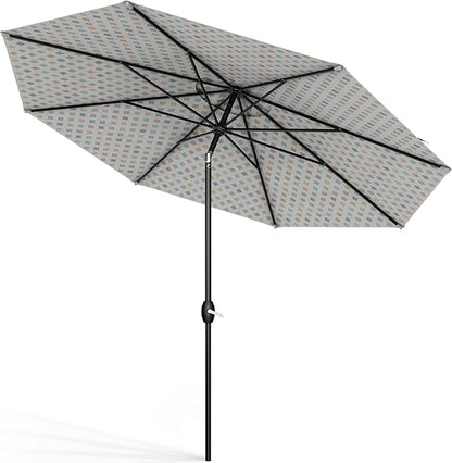 Midtown Umbrellas Sunbrella Umbrella 9 Feet Outdoor Umbrella With Infused Gem Acrylic Fabric - Auto-Tilt Aluminum Frame Patio Umbrella For Backyard, Deck, Garden, Pool - Black Pole
