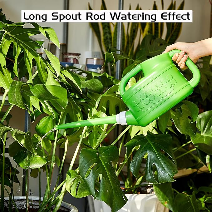 Plastic Watering Can for Indoor & Outdoor Plants 1 Gallon/4-Liter, Ebristar Watering Pot for Garden Flower with Long Spout and Removable 360 Degree Rotation Sprinkler Head, Green